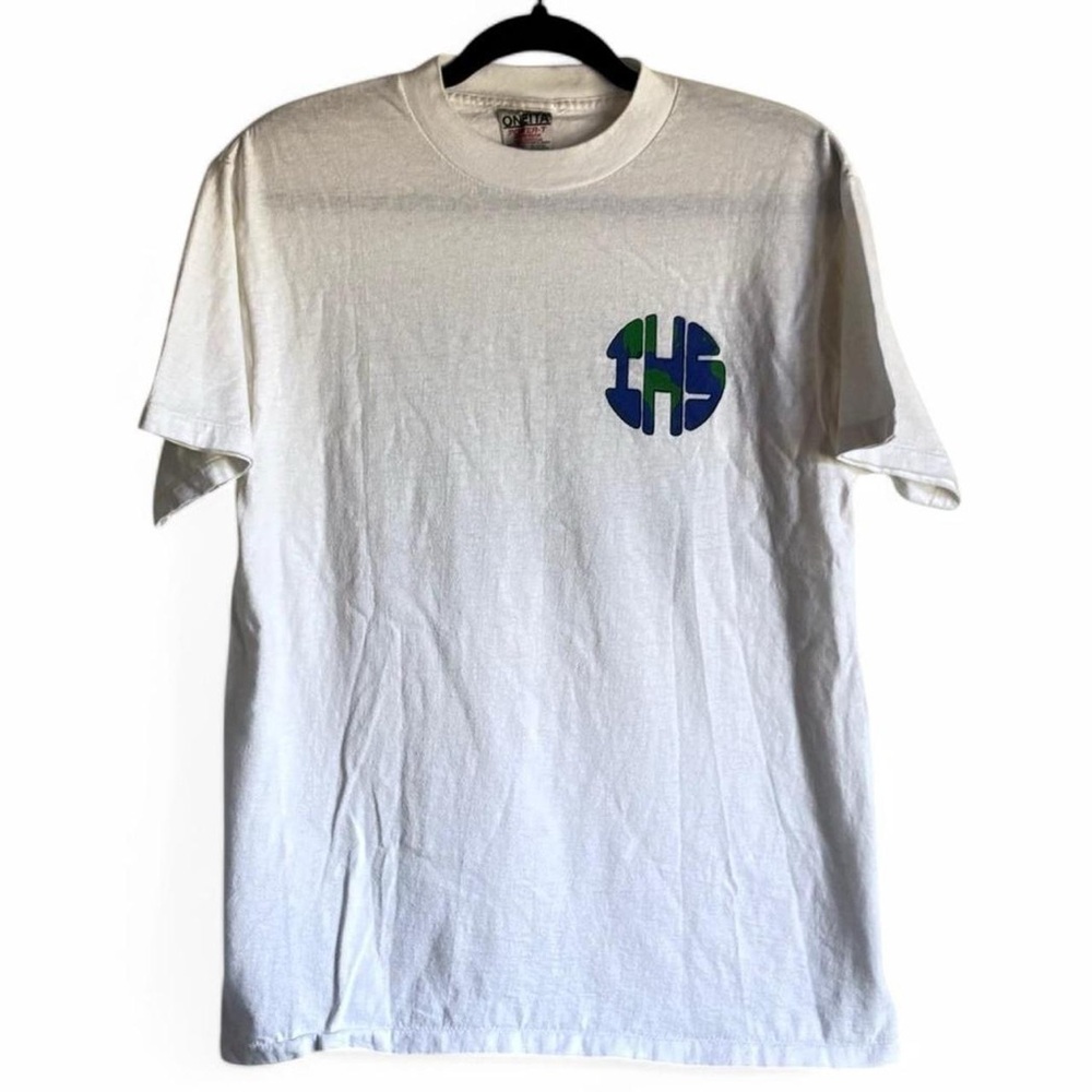 90s Christogram Earth World Jesus Tee 1995 VTG Single Stitch Made in USA 19x26 - Picture 2 of 6